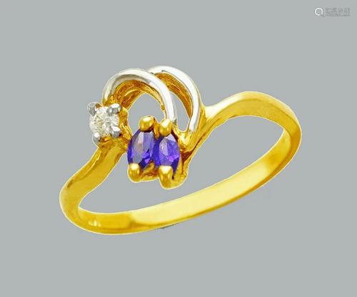 NEW 14K TWO TONE GOLD LADIES FANCY CZ RING