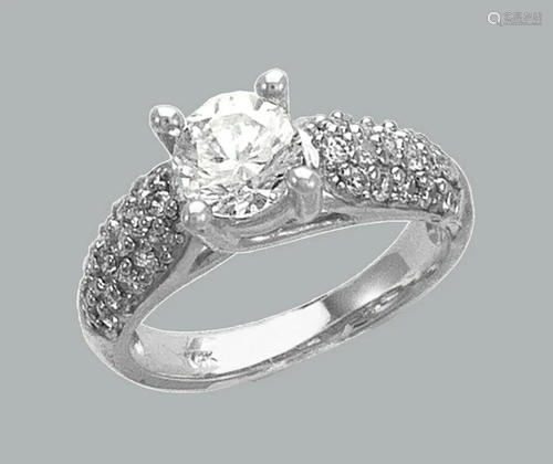 NEW 14K WHITE GOLD LADIES CZ RING SOLITAIRE COCKTAIL