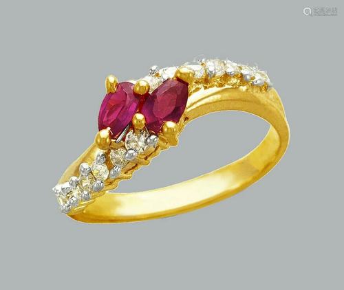 NEW 14K TWO TONE GOLD LADIES FANCY CZ RING