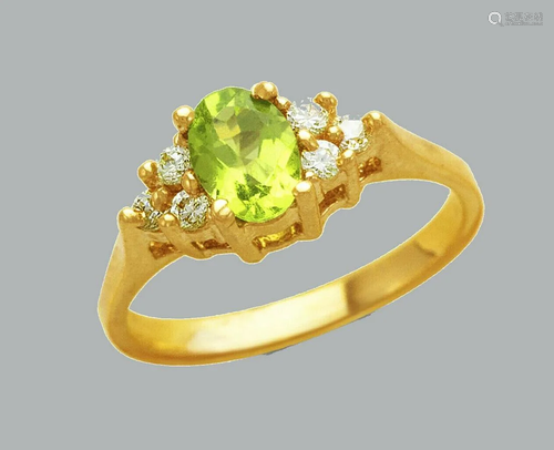 NEW 14K YELLOW GOLD LADIES FANCY CZ RING GREEN