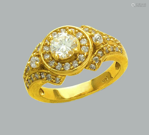 NEW 14K YELLOW GOLD LADIES FANCY CZ ENGAGEMENT RI…