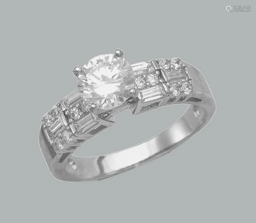 NEW 14K WHITE GOLD LADIES FANCY ENGAGEMENT RING …