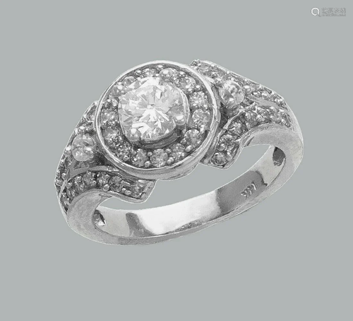 NEW 14K WHITE GOLD LADIES FANCY CZ ENGAGEMENT RI…