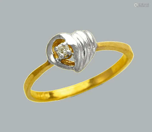 NEW 14K TWO TONE GOLD LADIES FANCY CZ RING HEART