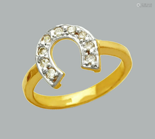 NEW 14K TWO TONE GOLD LADIES FANCY CZ RING HORSESHOE