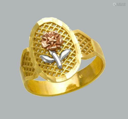 NEW 14K TRI COLOR GOLD LADIES FANCY RING FLOWER