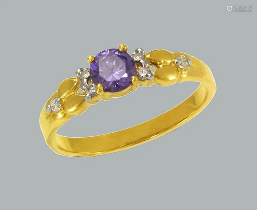 NEW 14K TWO TONE GOLD LADIES FANCY CZ RING