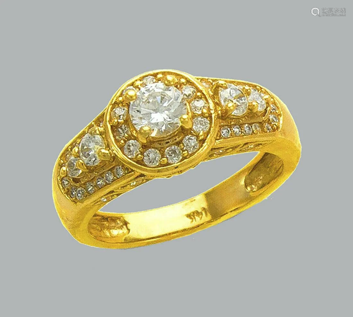 NEW 14K YELLOW GOLD LADIES FANCY CZ ENGAGEMENT RI…