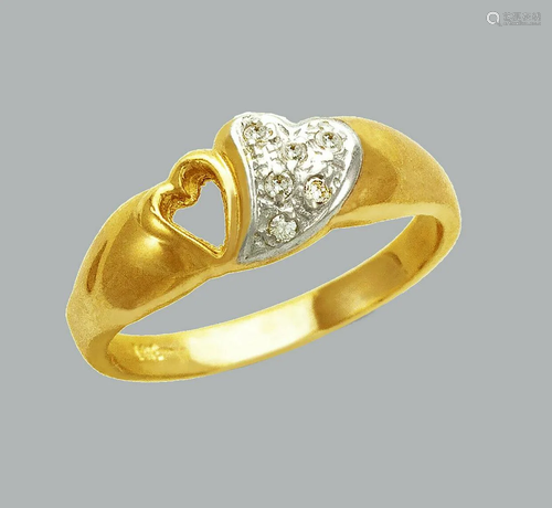 NEW 14K TWO TONE GOLD LADIES FANCY CZ RING HEART