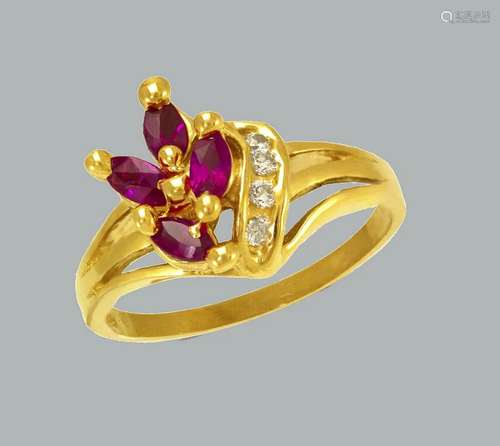 NEW 14K YELLOW GOLD LADIES FANCY CZ RING MARQUISE