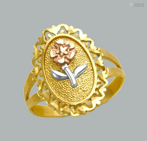 NEW 14K TRI COLOR GOLD LADIES FANCY RING FLOWER