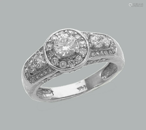 NEW 14K WHITE GOLD LADIES FANCY CZ ENGAGEMENT RI…