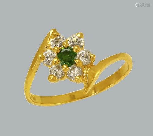 NEW 14K YELLOW GOLD LADIES FANCY CZ RING FLOWER