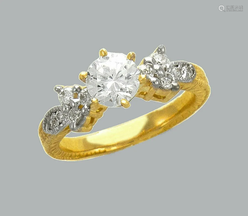 14K TWO TONE GOLD LADIES CZ RING SOLITAIRE COCKTAIL