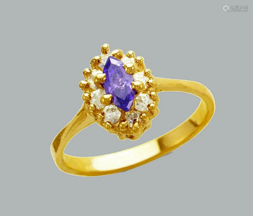 NEW 14K YELLOW GOLD LADIES FANCY CZ RING MARQUISE