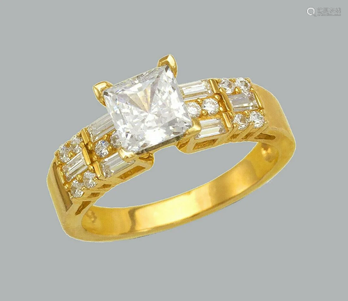 NEW 14K YELLOW GOLD ENGAGEMENT RING PRINCESS CUT …