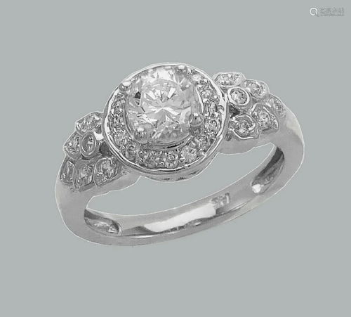 NEW 14K WHITE GOLD LADIES FANCY CZ ENGAGEMENT RI…