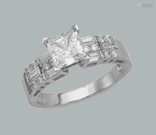 NEW 14K WHITE GOLD ENGAGEMENT RING PRINCESS CUT …