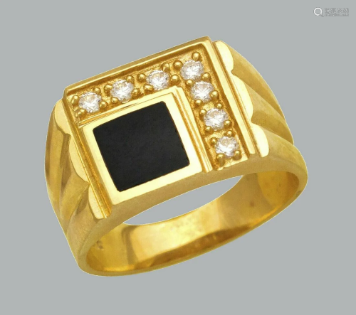 NEW 14K YELLOW GOLD MENS CZ RING ONYX LARGE