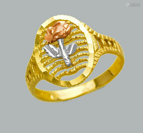 NEW 14K TRI COLOR GOLD LADIES FANCY RING FLOWER