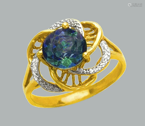 NEW 14K TWO TONE GOLD LADIES CZ COCKTAIL RING