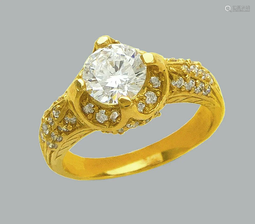 NEW 14K YELLOW GOLD LADIES FANCY CZ ENGAGEMENT RI…