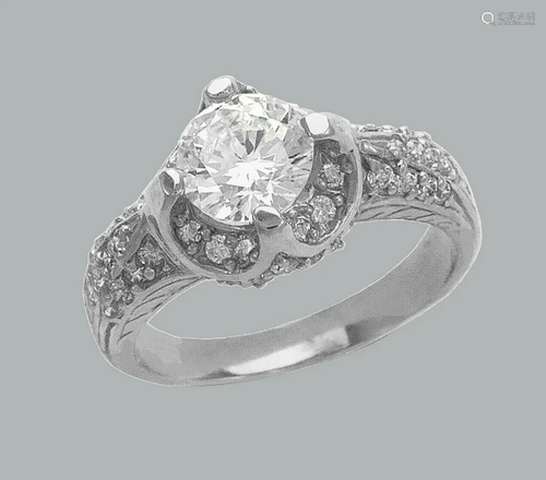 NEW 14K WHITE GOLD LADIES FANCY CZ ENGAGEMENT RI…