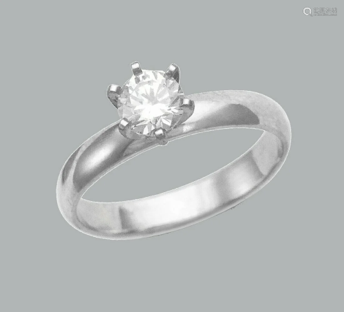14K WHITE GOLD CZ SOLITAIRE BAND RING ENGAGEME…