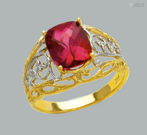 NEW 14K TWO TONE GOLD LADIES CZ COCKTAIL RING