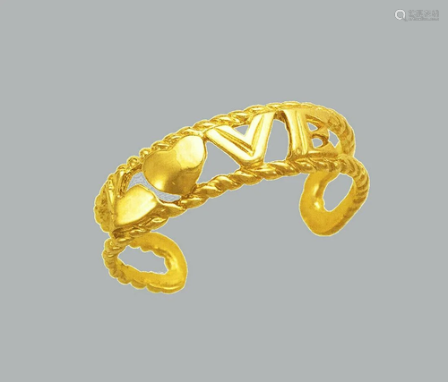 NEW 14K YELLOW GOLD LADIES KNUCKLE TOE RING LOVE