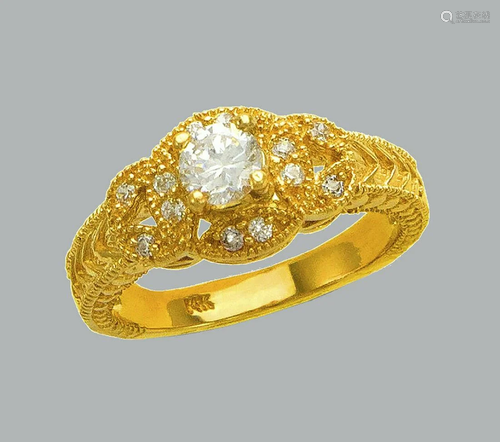 NEW 14K YELLOW GOLD LADIES FANCY CZ ENGAGEMENT RI…