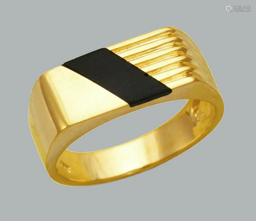 NEW 14K YELLOW GOLD MENS RING ONYX LARGE