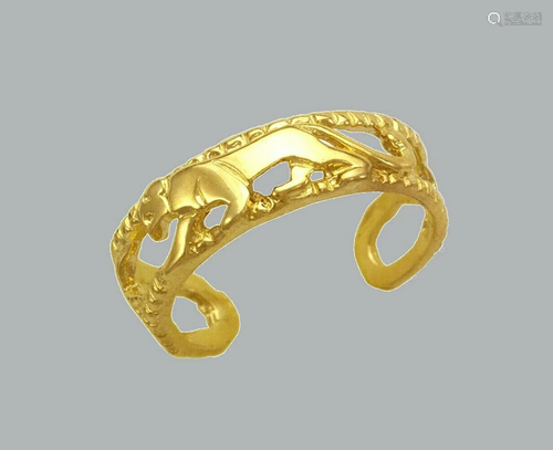 NEW 14K YELLOW GOLD LADIES KNUCKLE TOE RING PANTHER