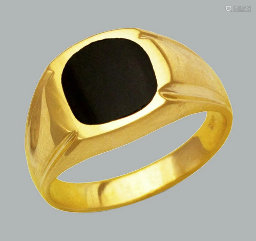 NEW 14K YELLOW GOLD MENS RING ONYX LARGE