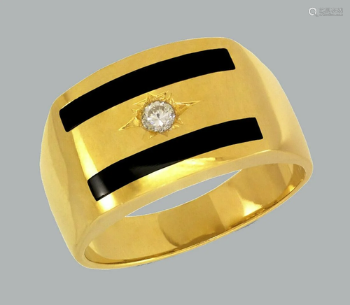 NEW 14K YELLOW GOLD MENS CZ RING ONYX LARGE