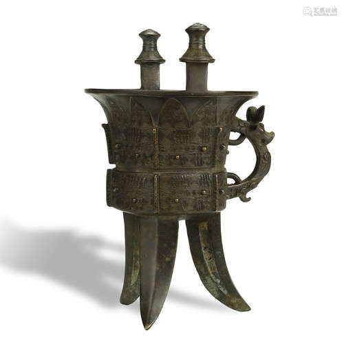 WARRING STATES PERIOD,A FINE BRONZE WINE VESSEL