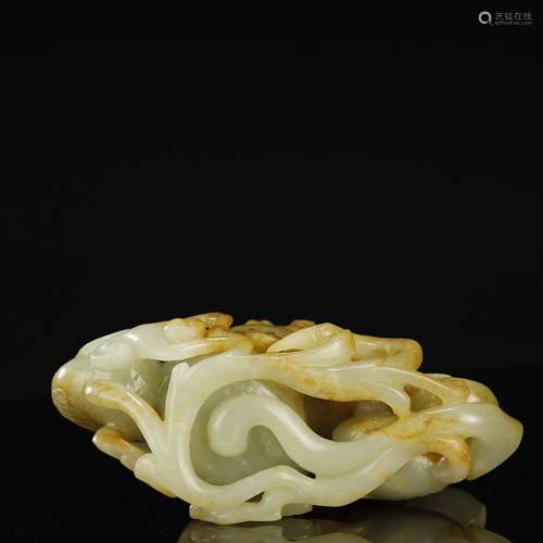 QING DYNASTY,HETIAN JADE DRAGON-PHOENIX PEN ADD