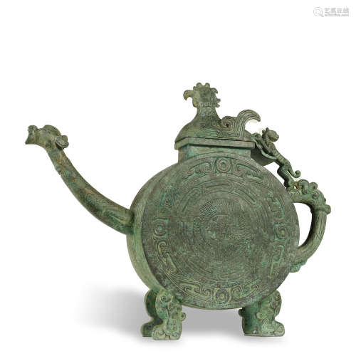 A FINE BRONZE WINE VESSEL,WARRING STATES PERIOD OF CHINA