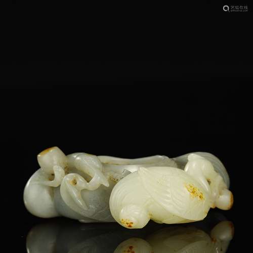 QING DYNASTY,HETIAN JADE CARVED BRUSH WASHER