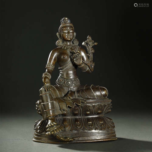 OLD TIBETAN ALLOY BRONZE BUDDHA STATUE,ABOUT 8th-12th CENTUR...