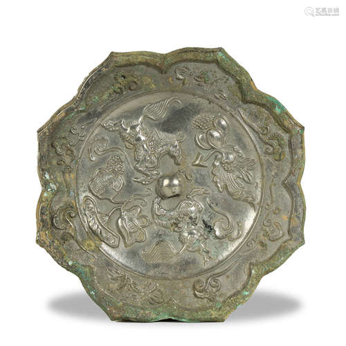 WARRING STATES PERIOD,BRONZE MALLOW-SHAPED MIRROR