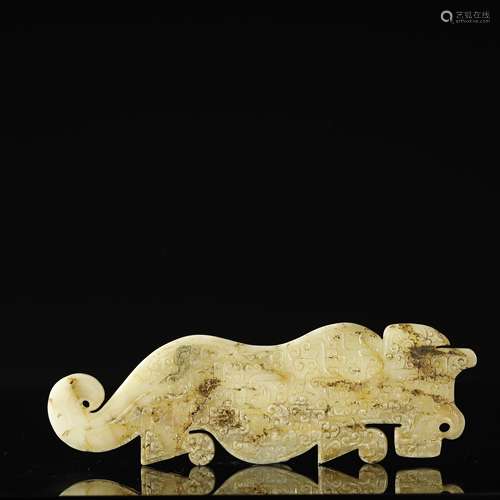 WARRING STATES PERIOD OF CHINA,A FINE JADE DRAGON PENDANT