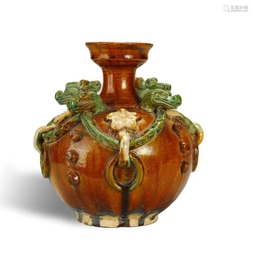 TANG DYNASTY,SANCAI-GLAZED POTTERY JAR