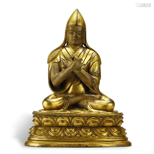 QING DYNASTY,GILT-BRONZE BUDDHA STATUE