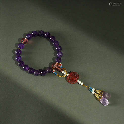 QING DYNASTY,PURPLE CRYSTAL BRACELET