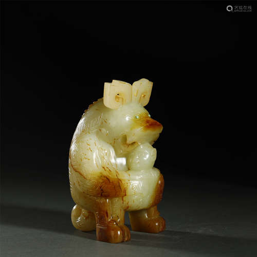 WARRING STATES PERIOD,RUSSET JADE MYTHICAL BEAST ORNAMENT