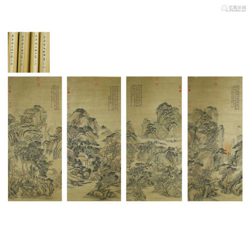 WANG YUANQI,A SET OF CHINESE PAINTING AND CALLIGRAPHYS