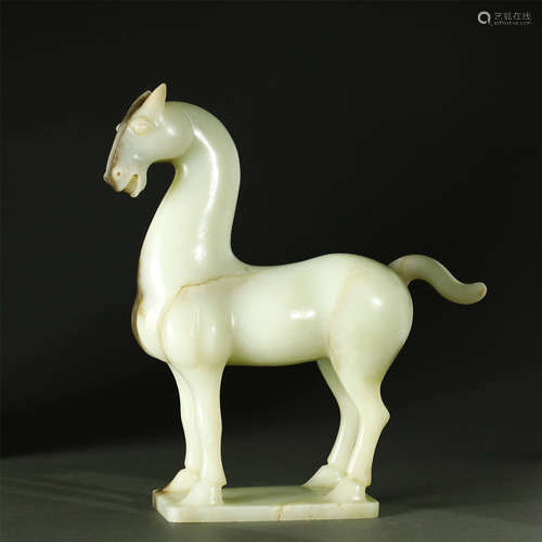 QING DYNASTY,HETIAN JADE CARVED HORSE