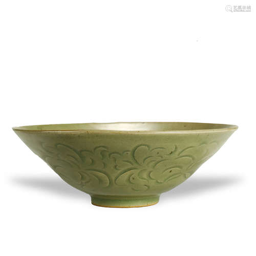 SONG DYNASTY,YAOZHOU CELADON CARVED FLOWER TEACUP