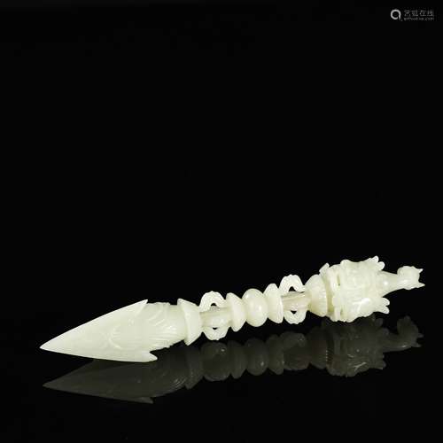 QING DYNASTY,HETIAN JADE CARVED RELIGIOUS WEAPONS